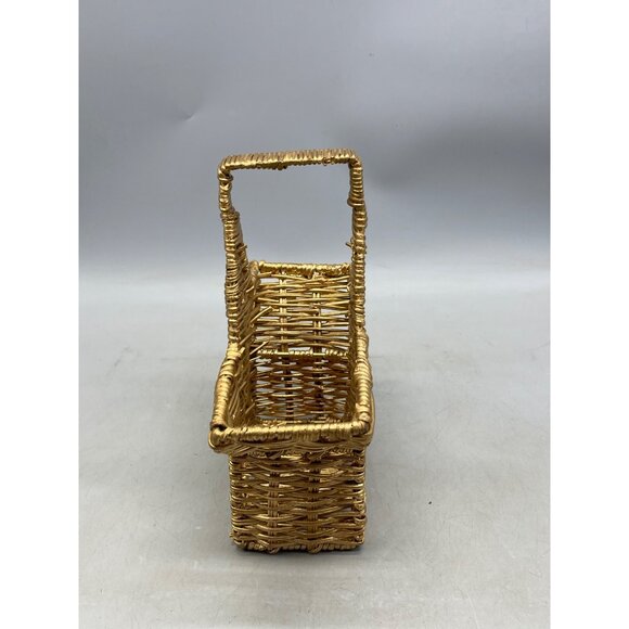 Christmas star weaved wicker gold basket decoration 8x9" storage organizer READ - Picture 3 of 6